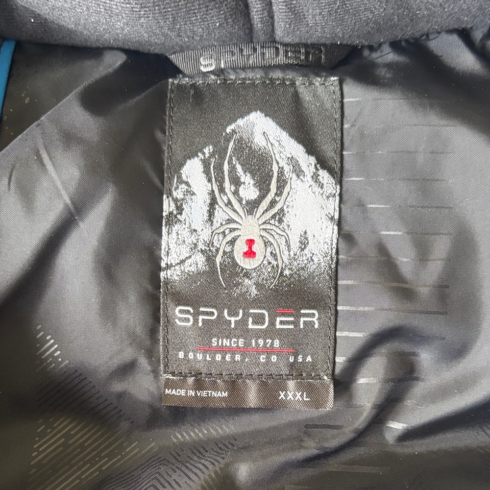 Spyder Men's Gray and Black GORE-TEX Ski Jacket with Blue Accents - Picture 3 of 5